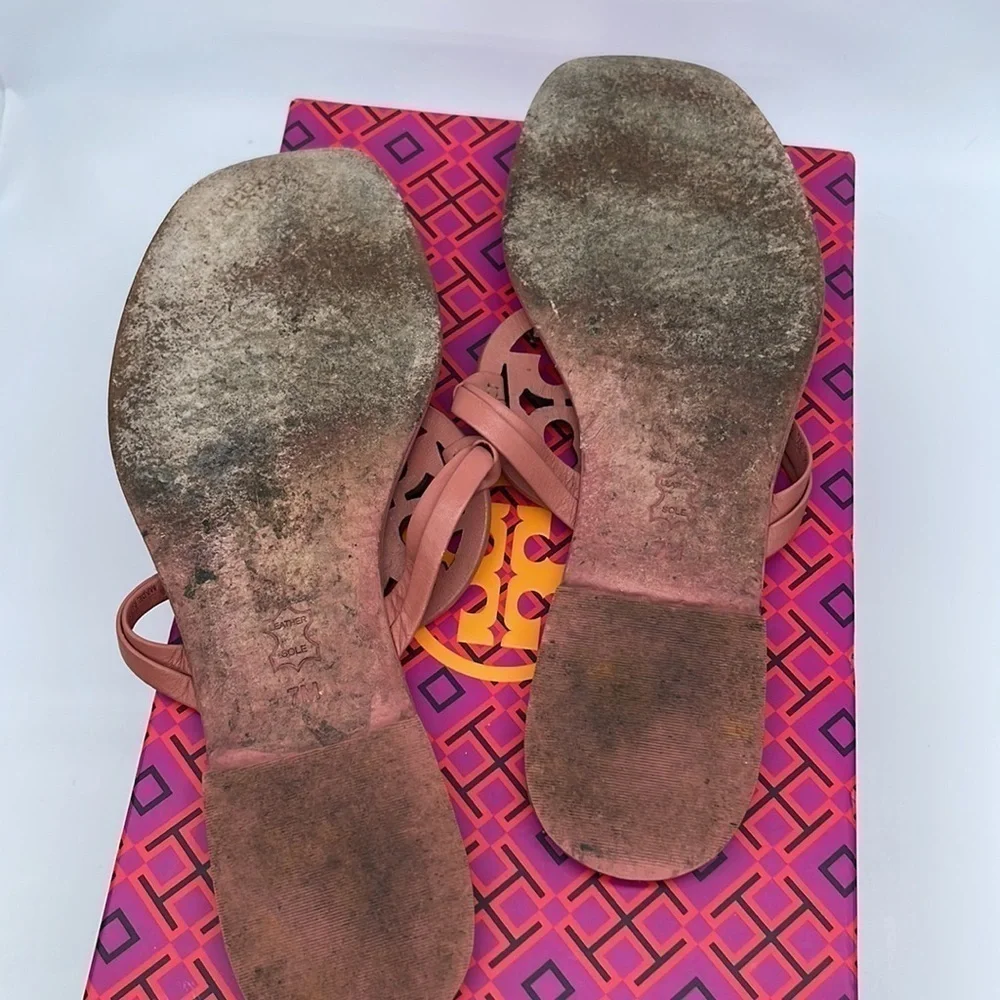 Tory Burch Tramonto Pinkish Miller square toe knotted thong sandals 7